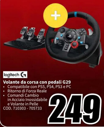 MediaWorld logitech Volante da corsa con pedali G29 offerta