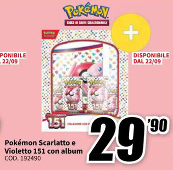 MediaWorld Pokémon Scarlatto e Violetto 151 con album offerta