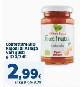 Sigma Confetture BIO Rigoni di Asiago vari gusti g 330/340 offerta