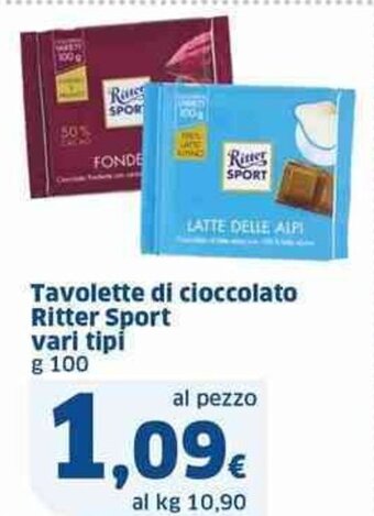 Sigma Tavolette di cioccolato Ritter Sport vari tipi g 100 offerta