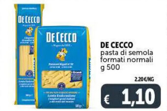 Deco Maxistore DE CECCO pasta di semola formati normali g 500 offerta