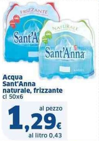 Acqua Sant'Anna naturale, frizzante cl 50x6