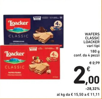 Spazio Conad WAFERS CLASSIC LOACKER vari tipi 180 g conf. da 4 pezzi offerta