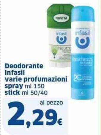 Sigma Deodorante Infasil varie profumazioni spray ml 150 stick ml 50/40 offerta
