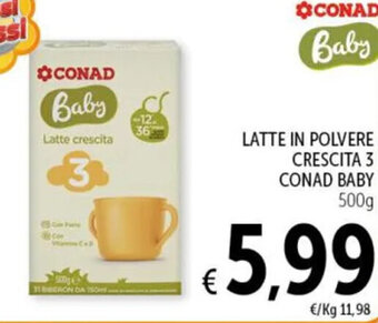 Spazio Conad LATTE IN POLVERE CRESCITA 3 CONAD BABY CONAD 500 g offerta