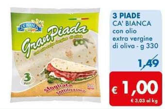 3 PIADE CA' BIANCA con olio extra vergine di oliva - g 330
