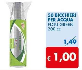 50 BICCHIERI PER ACQUA FLOU GREEN 200 cc