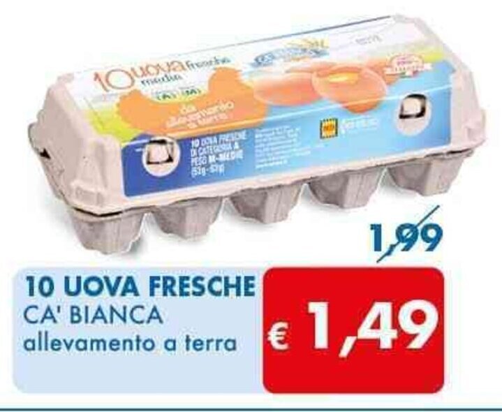 MD Discount 10 UOVA FRESCHE CA' BIANCA allevamento a terra offerta