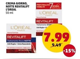 PENNY L'oreal crema giorno, notte revitalift offerta