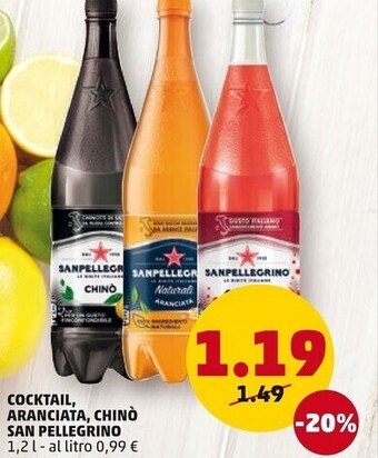 San pellegrino cocktail, aranciata, chinò