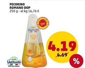 PENNY Valbontà pecorino romano dop offerta