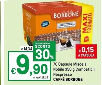Caffe borbone 70 capsule miscela nobile 350 g compatibili nespresso