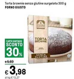 Iper La Grande Forno giusto - torta brownie senza glutine surgelata offerta
