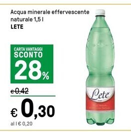 Iper La Grande Lete acqua minerale effervescente naturale offerta