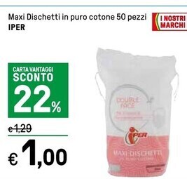 Iper La Grande Iper maxi dischetti in puro cotone 50 pezzi offerta