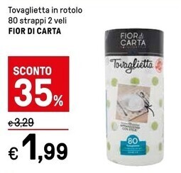 Iper La Grande Fior di carta tovaglietta in rotolo 80 strappi 2 veli offerta