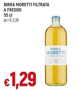 Famila Moretti birra filtrata a freddo offerta