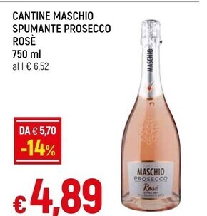 Famila Cantine maschio spumante prosecco rosè 750 ml offerta