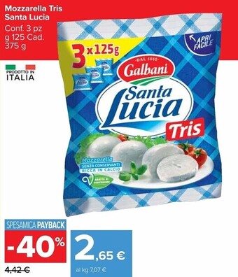 Carrefour Market Galbani mozzarella tris santa lucia offerta