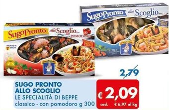 SUGO PRONTO ALLO SCOGLIO LE SPECIALITÀ DI BEPPE classico - con pomodoro g 300