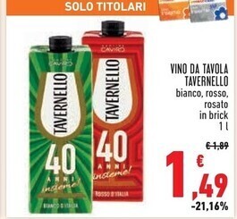 Conad Superstore Tavernello vino da tavola offerta