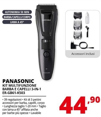 Comet Panasonic kit multifunzione barba e capelli 3-in-1 er-gb61-k503 offerta