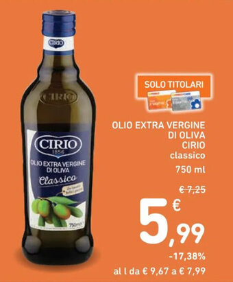 Spazio Conad OLIO EXTRA VERGINE DI OLIVA CIRIO classico 750 ml offerta