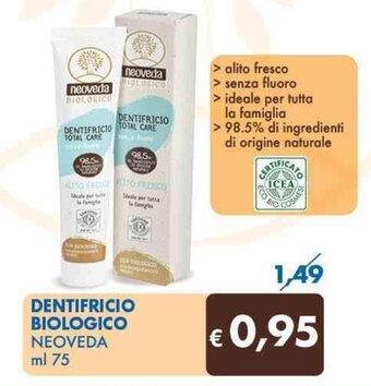 MD Discount DENTIFRICIO BIOLOGICO NEOVEDA ml 75 offerta
