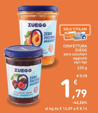 Spazio Conad CONFETTURA ZUEGG zero zuccheri aggiunti vari tipi 220 g offerta