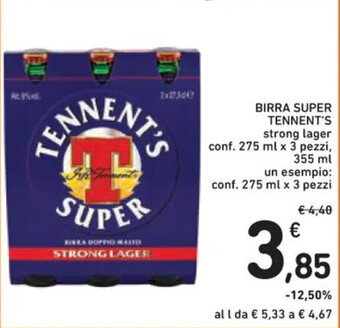 Spazio Conad BIRRA SUPER TENNENT'S strong lager conf. 275 ml x 3 pezzi, 355 ml offerta