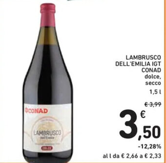 Spazio Conad LAMBRUSCO DELL'EMILIA IGT CONAD dolce, secco 1,5 l offerta
