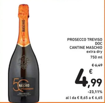 Spazio Conad PROSECCO TREVISO DOC CANTINE MASCHIO extra dry 750 ml offerta