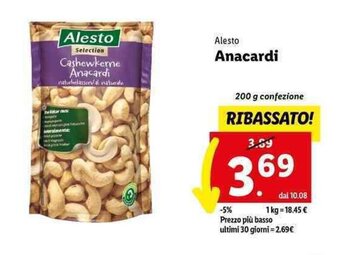 Lidl Alesto Anacardi 200 g offerta