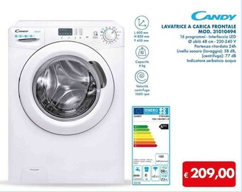 MD Discount CANDY LAVATRICE A CARICA FRONTALE MOD. 31010494 offerta