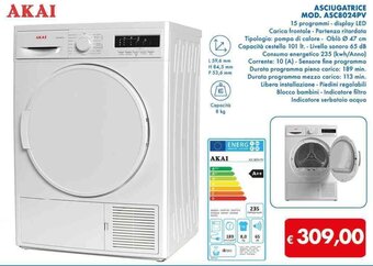 MD Discount AKAI ASCIUGATRICE MOD. ASC8024PV offerta