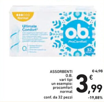 Spazio Conad ASSORBENTI O.B. conf. da 32 pezzi offerta