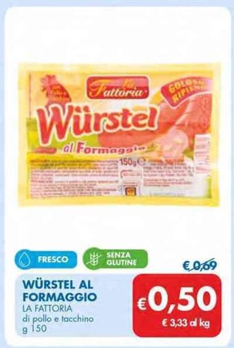 WÜRSTEL AL FORMAGGIO LA FATTORIA di pollo e tacchino g 150