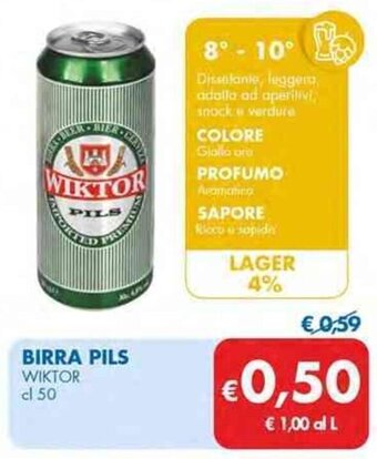 MD Discount BIRRA PILS WIKTOR cl 50 offerta