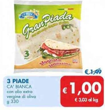 MD Discount 3 PIADE CA' BIANCA con olio extra vergine di oliva g 330 offerta
