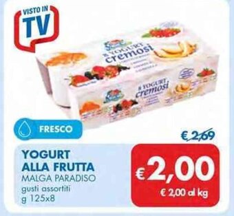 MD Discount YOGURT ALLA FRUTTA MALGA PARADISO gusti assortiti g 125x8 offerta