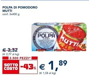 Esselunga Mutti polpa di pomodoro offerta