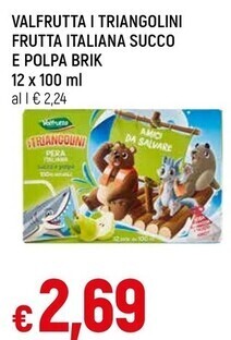 Famila Superstore Valfrutta i triangolini frutta italiana succo e polpa brik offerta