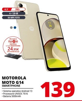 Comet Motorola moto g14 16,5 cm (6.5) doppia sim android 13 4g usb tipo-c 4 gb 128 gb 5000 mah blu offerta
