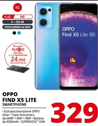 Comet Oppo find x5 lite 16,3 cm (6.43) doppia sim android 12 5g usb tipo-c 8 gb 256 gb 4500 mah blu offerta
