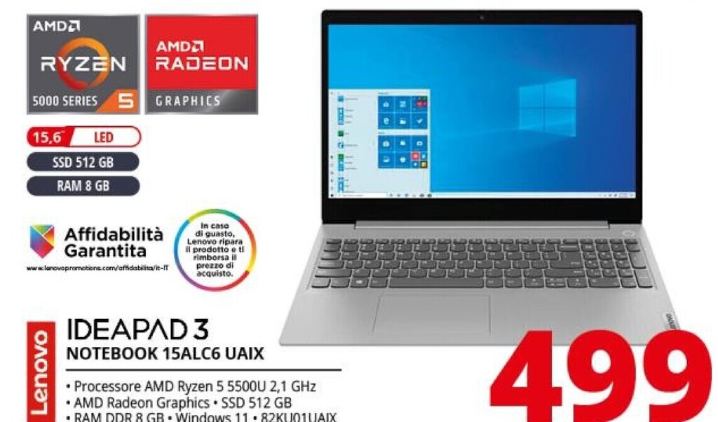 Comet Lenovo ideapad 3 notebook 15alc6 uaix offerta