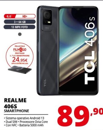 Comet Tcl 40 406s 16,8 cm (6.6) android 13 4g usb tipo-c 3 gb 64 gb 5000 mah grigio offerta