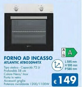 MD Discount Atlantic forno ad incasso atbo30n4tx offerta
