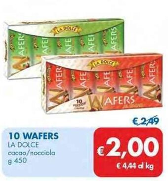 MD Discount 10 WAFERS LA DOLCE cacao/nocciola g 450 offerta