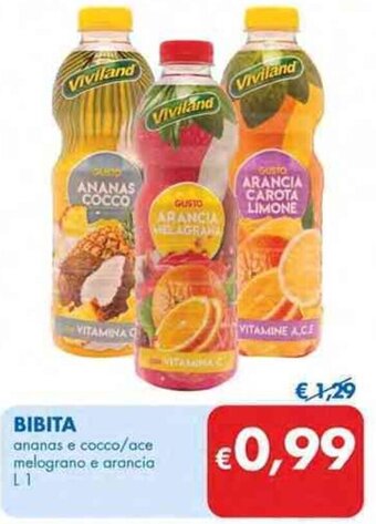 MD Discount BIBITA ananas e cocco/ace melograno e arancia L 1 offerta