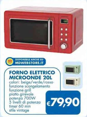 MD Discount FORNO ELETTRICO MICROONDE 20L offerta